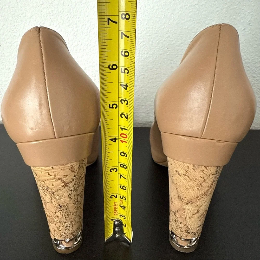 CHANEL Peep Toe Platform Cork Chain Interlocking CC Logo Pumps